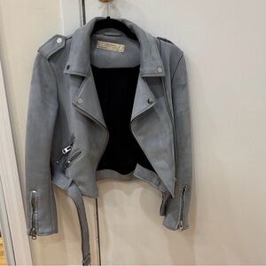 Zara Blue Suede Moto Jacket